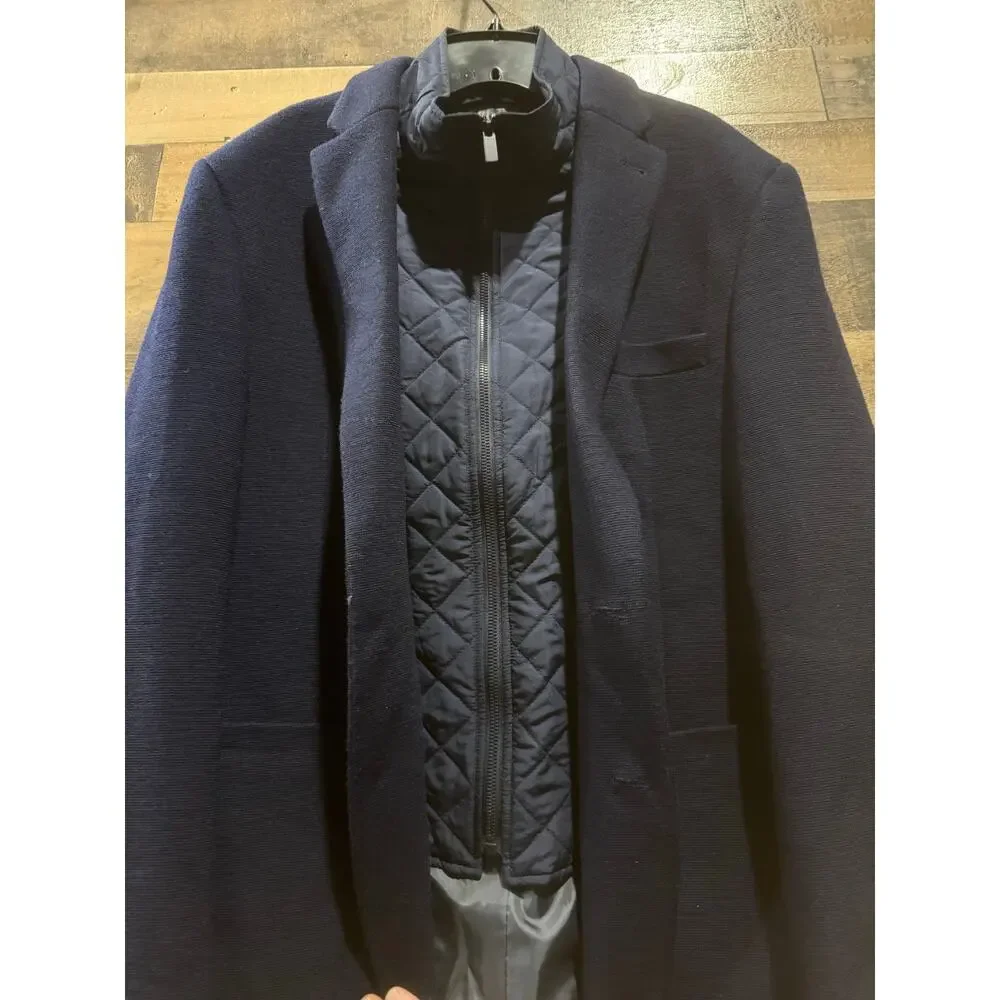 Unbranded Blue Suit Coat with Zip-Up Winter Lining – Size Large Mens